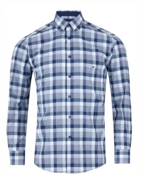 Daniel Grahame Checkered Long Sleeve Casual Shirt - Navy/White