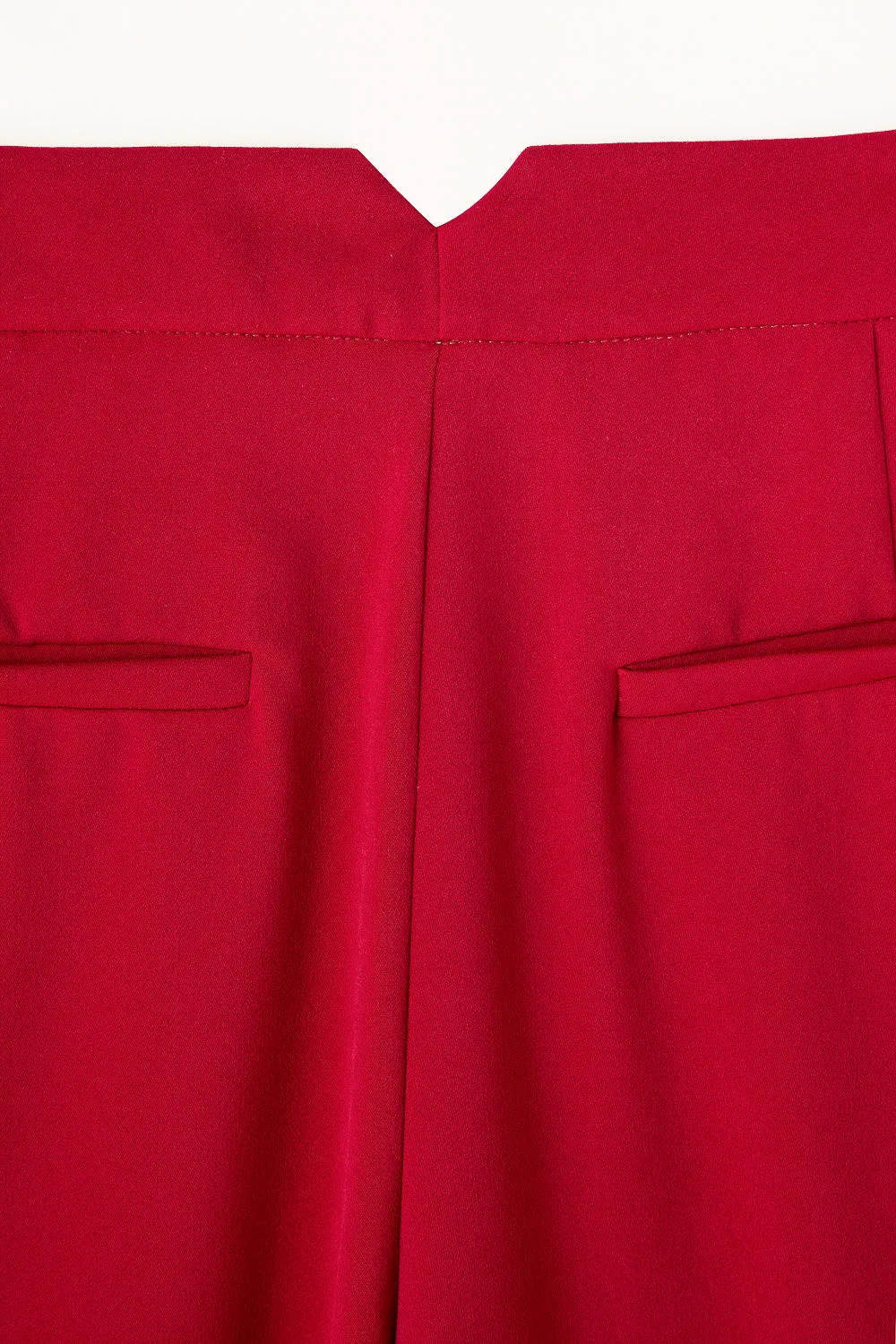 Deep Red Flared Formal Korean Pants