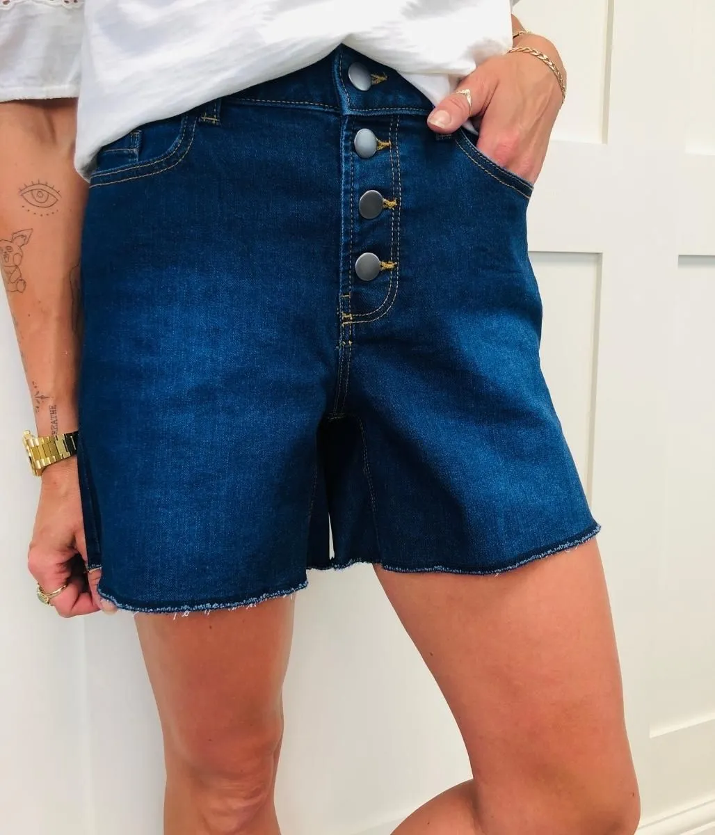 Denim Button Front Shorts