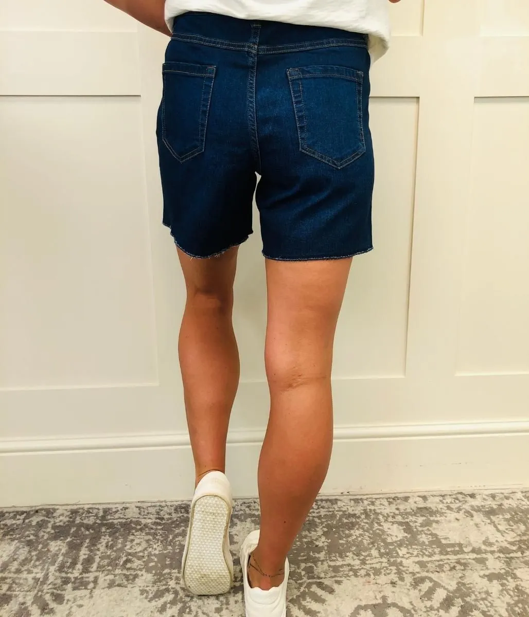 Denim Button Front Shorts