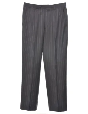 Eddie Domani Black Pinstriped Suit Trousers - W34 L32