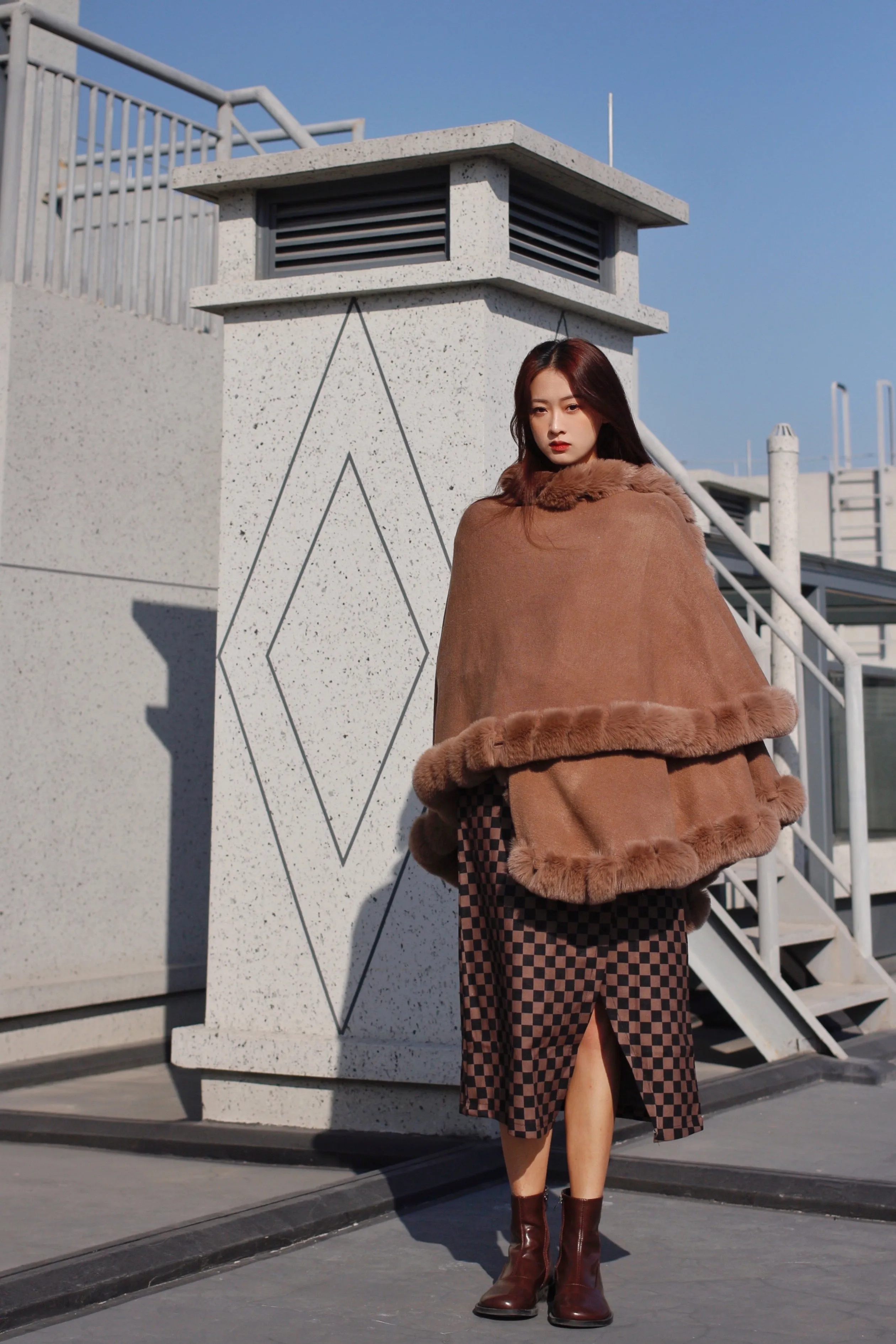 Faux Fur Cape Kimono