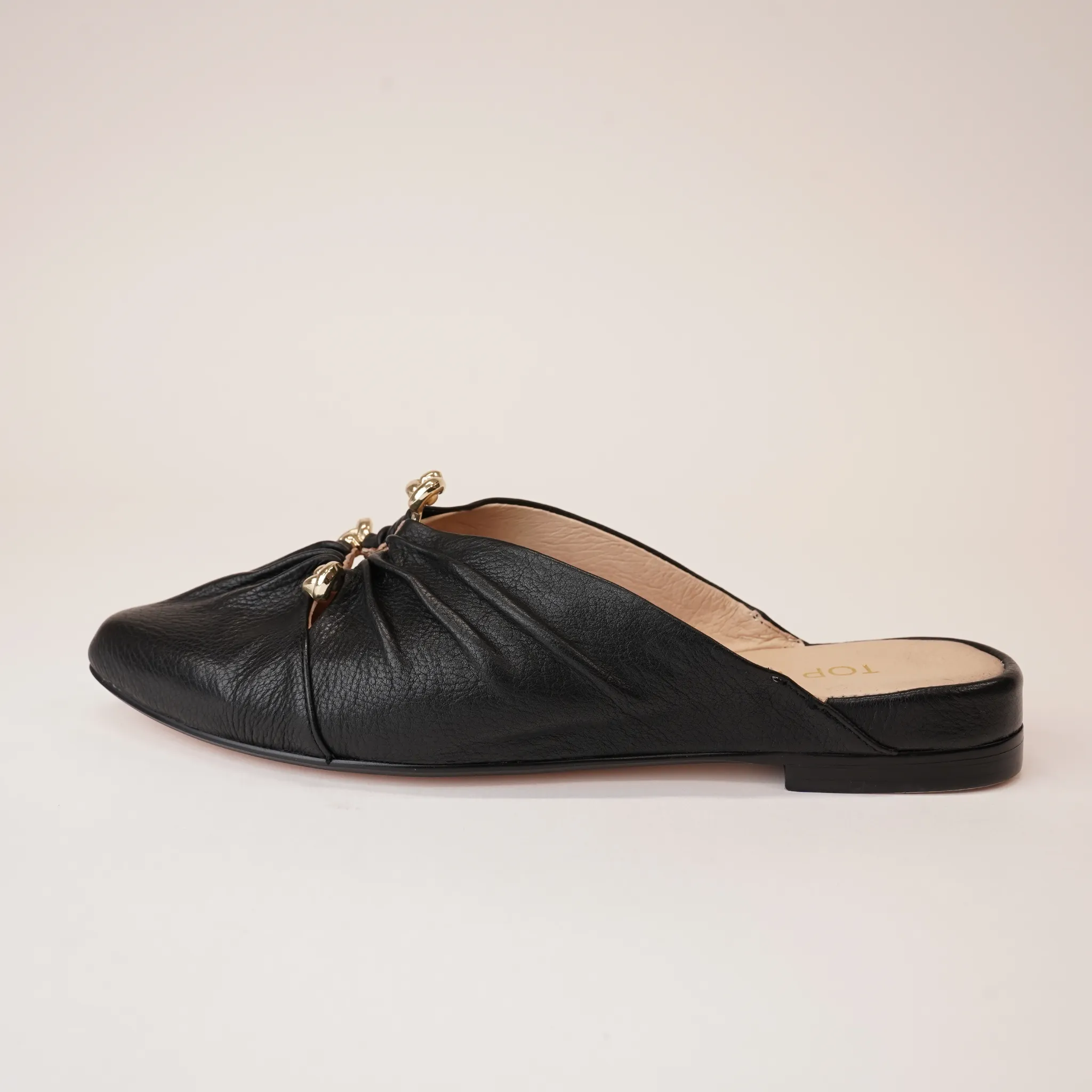 Fibby Black Leather Flats