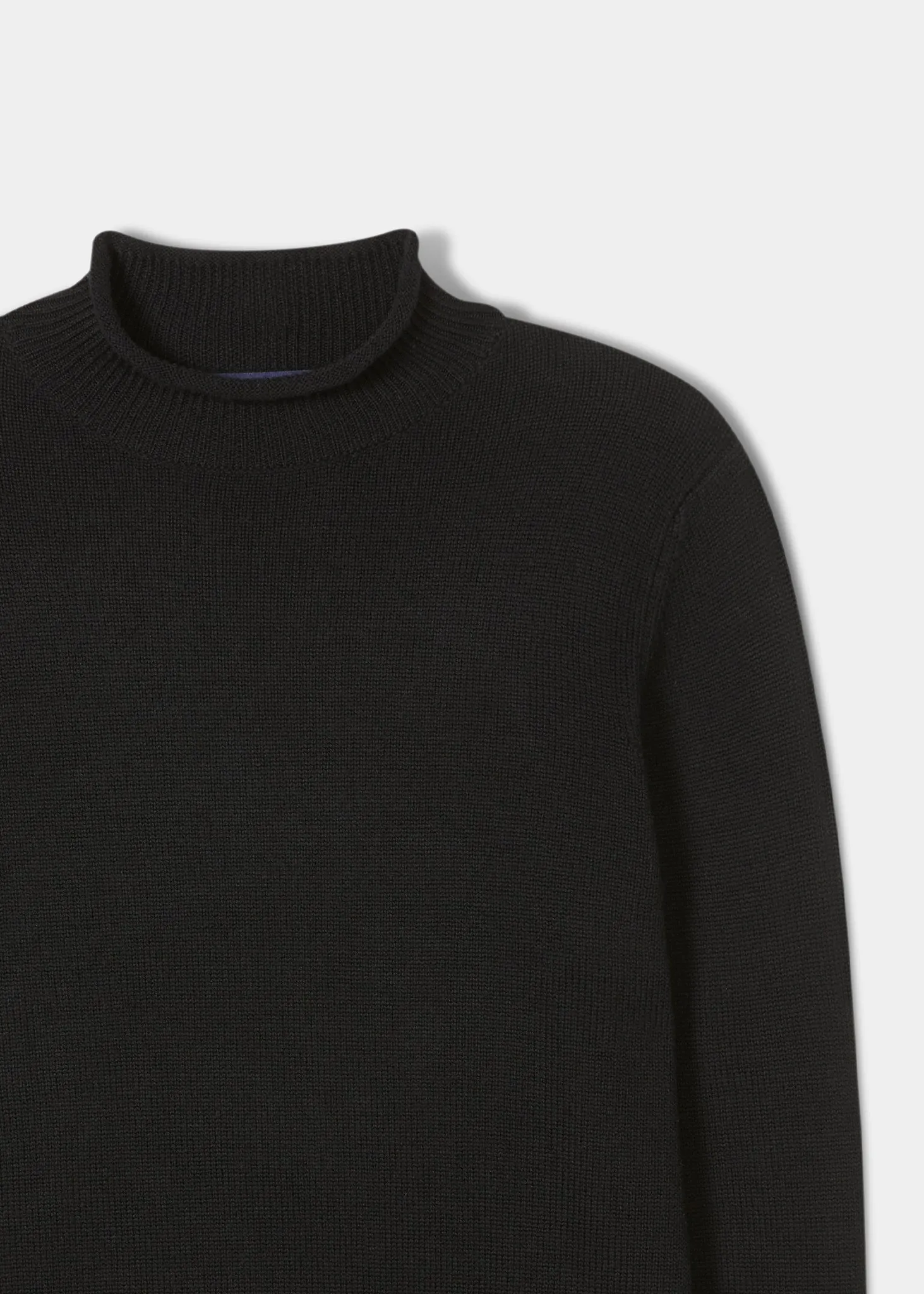 Fordwich Rolled Collar Jumper In Black - Regular Fit