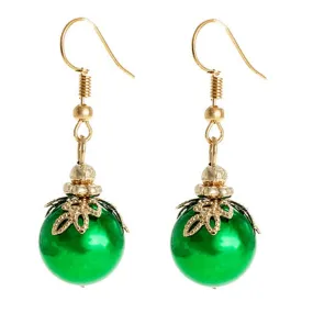 Green Ornament Dangle Christmas Earrings