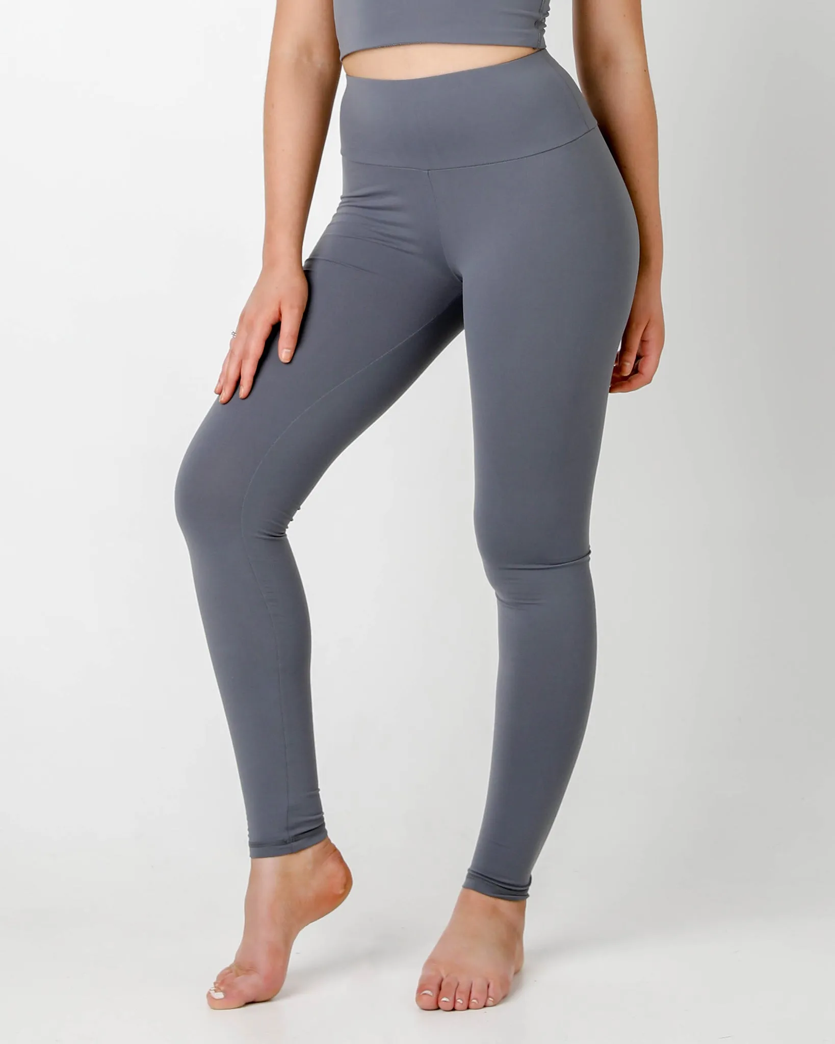 Grey Plush High Waisted Leggings