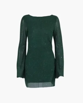 Gwyneth – Flounce sleeves – Glitter mesh dress