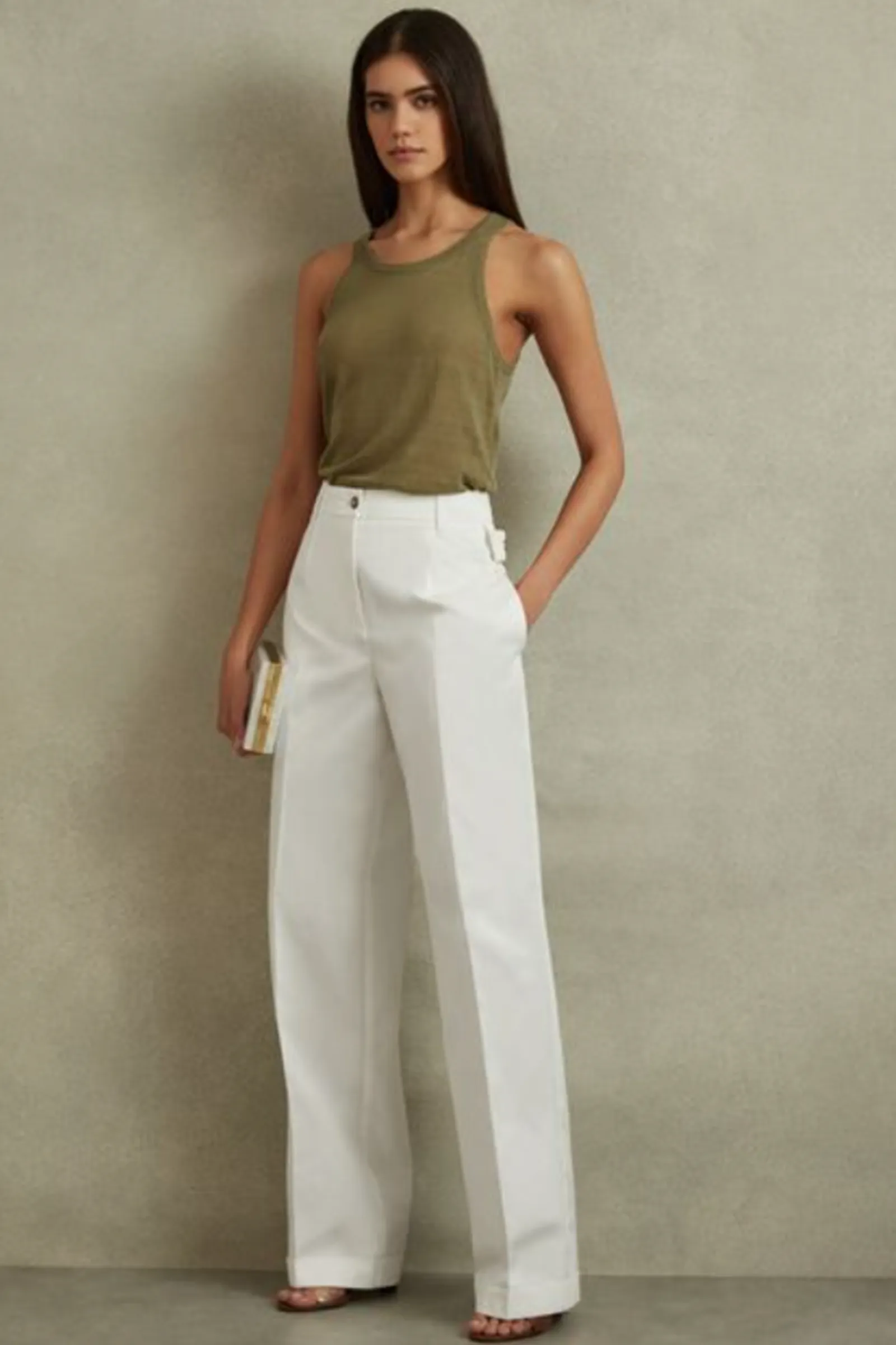 Harper Cotton Wide Leg Suit Trousers