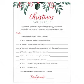 Holiday Family Feud Game Printable