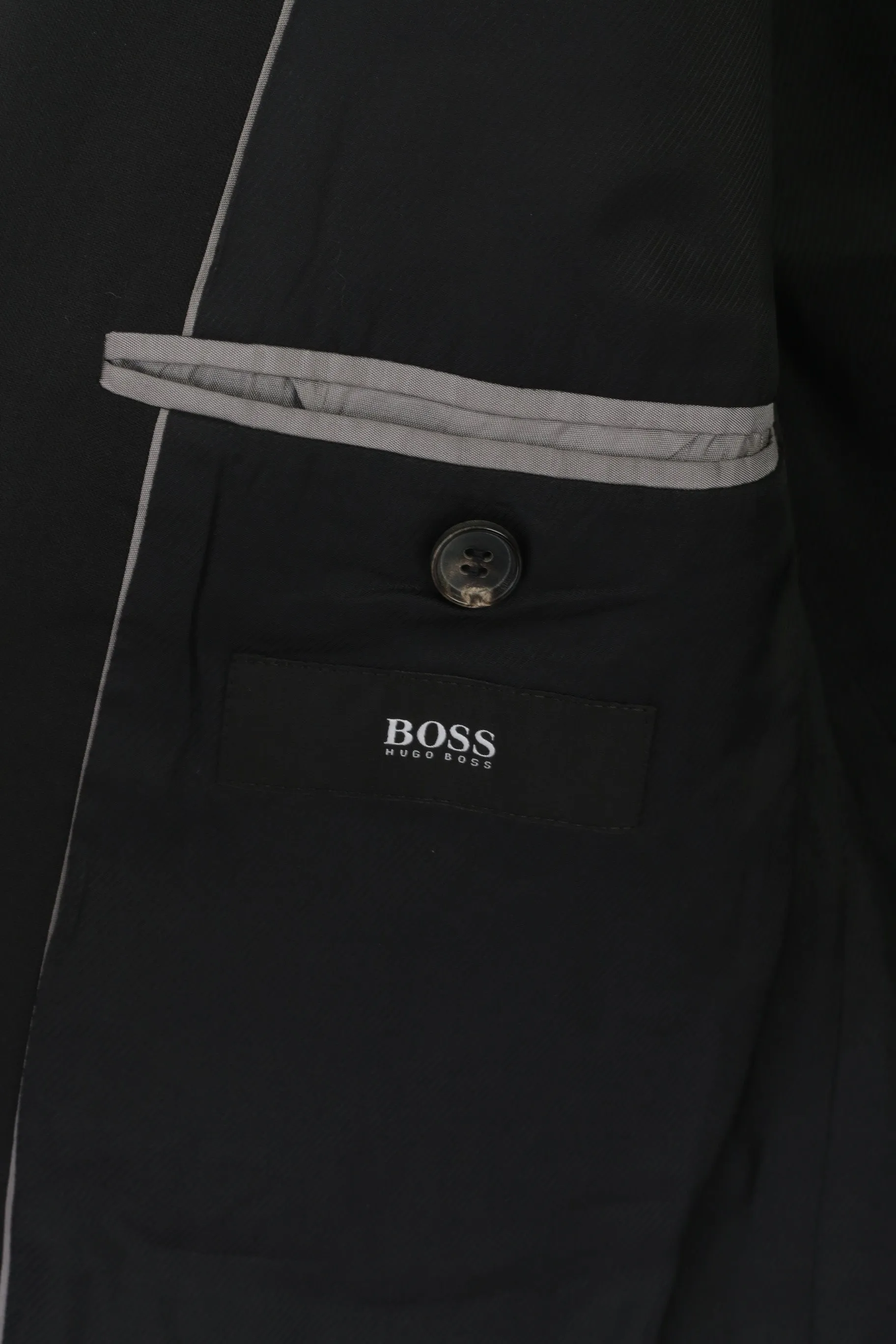 Hugo Boss Men 25 40 Blazer Black 100% Wool Single Breasted Vintage Jacket