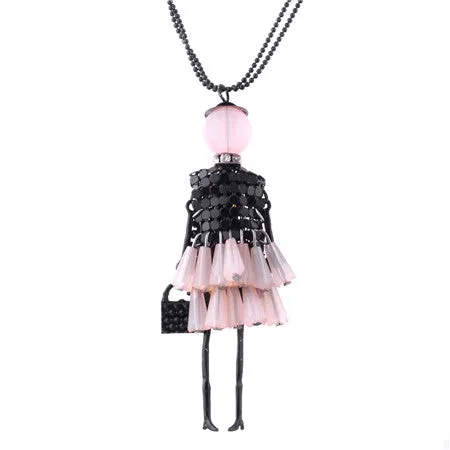 IF ME 5 Colors Fashion Doll Beads Charms Choker Long Necklace & Pendant Statement Necklace Collares Girl Women Drop Shipping