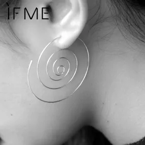 IF ME New Fashion Jewelry Gold Color Spiral Stud Earrings Round aretes Simple Style Silver Color Plugs Earrings Women Piercing