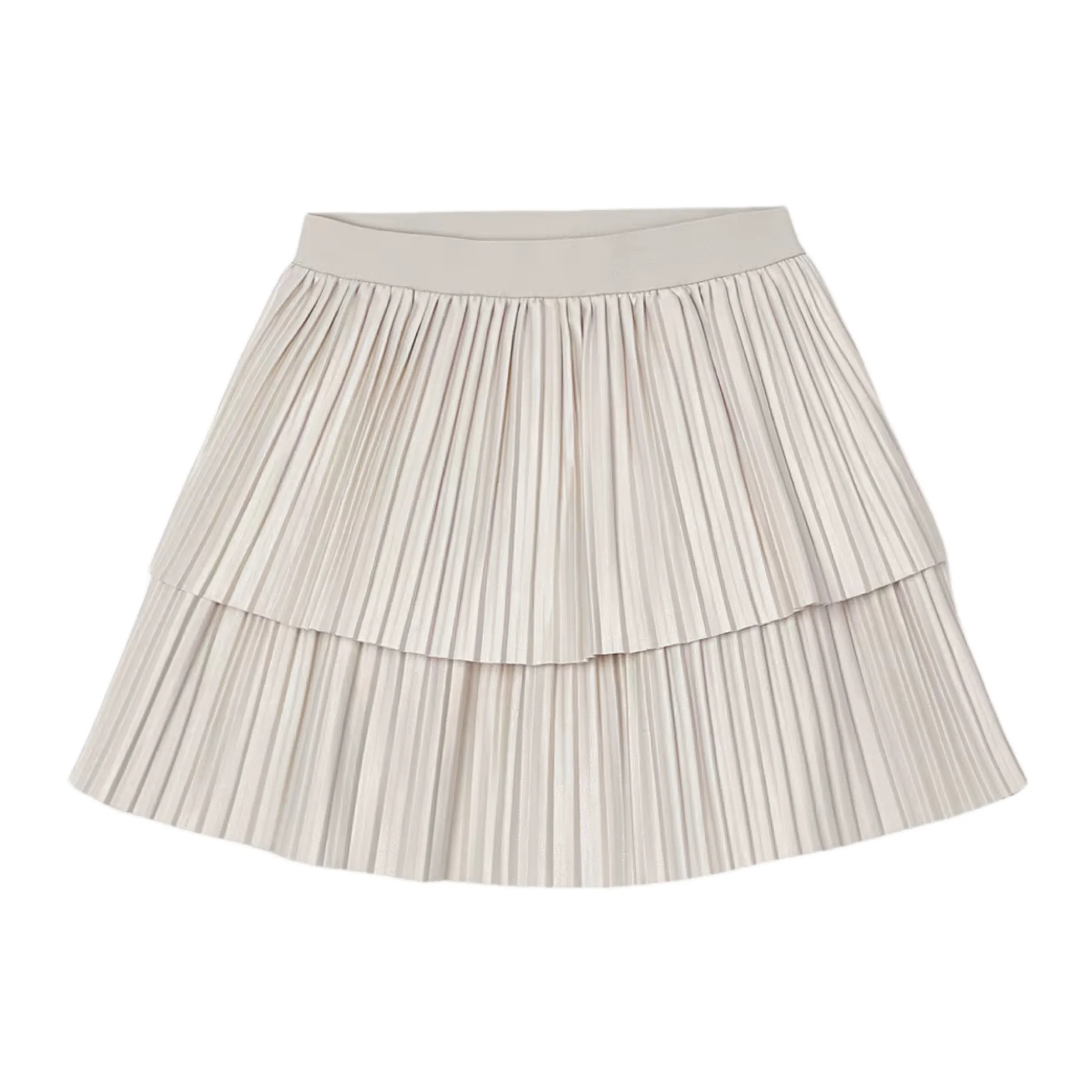 Ivory Pleated Overlay Skirt