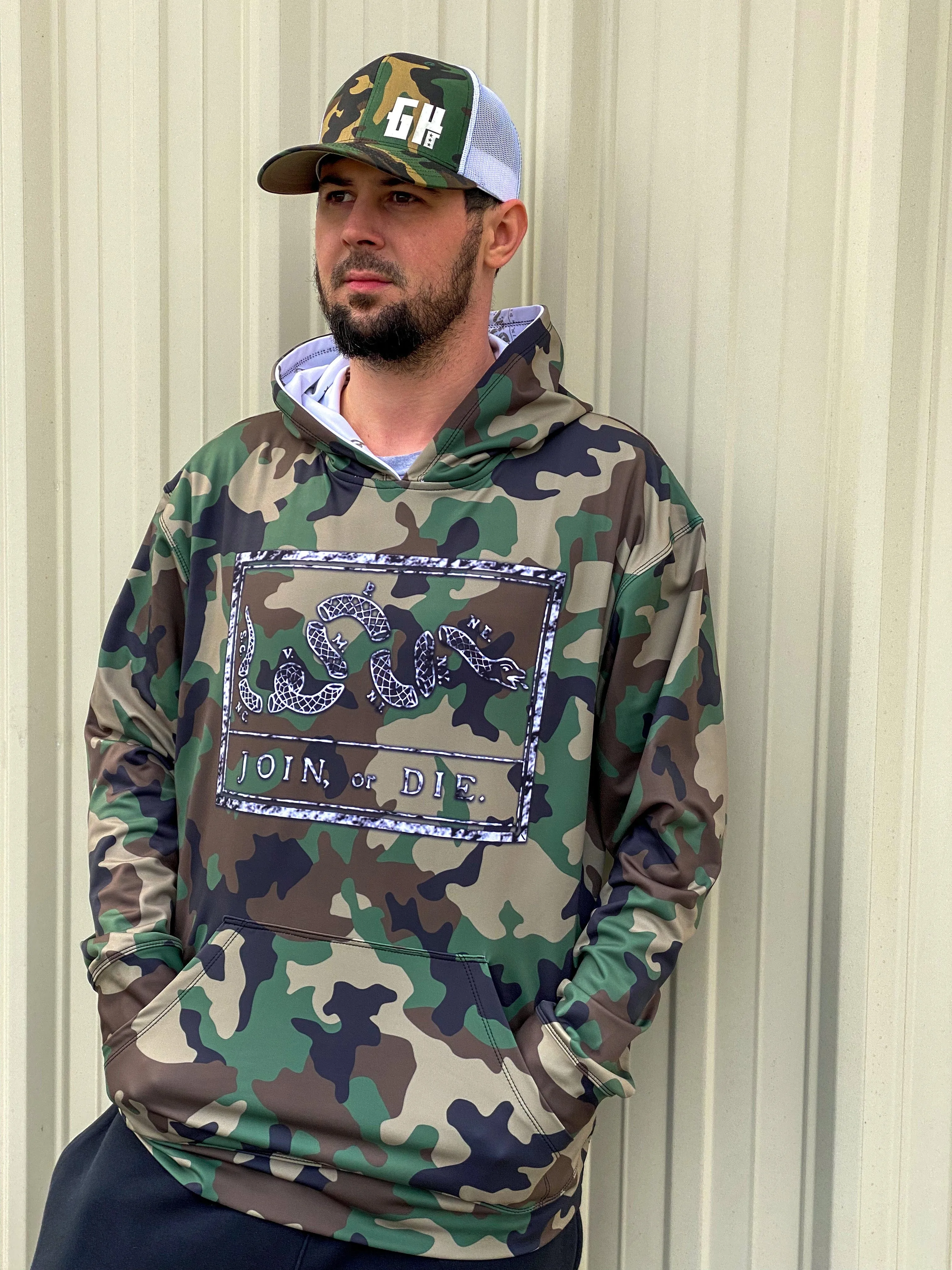 Join Or Die Woodland Camo (Flat Hem)