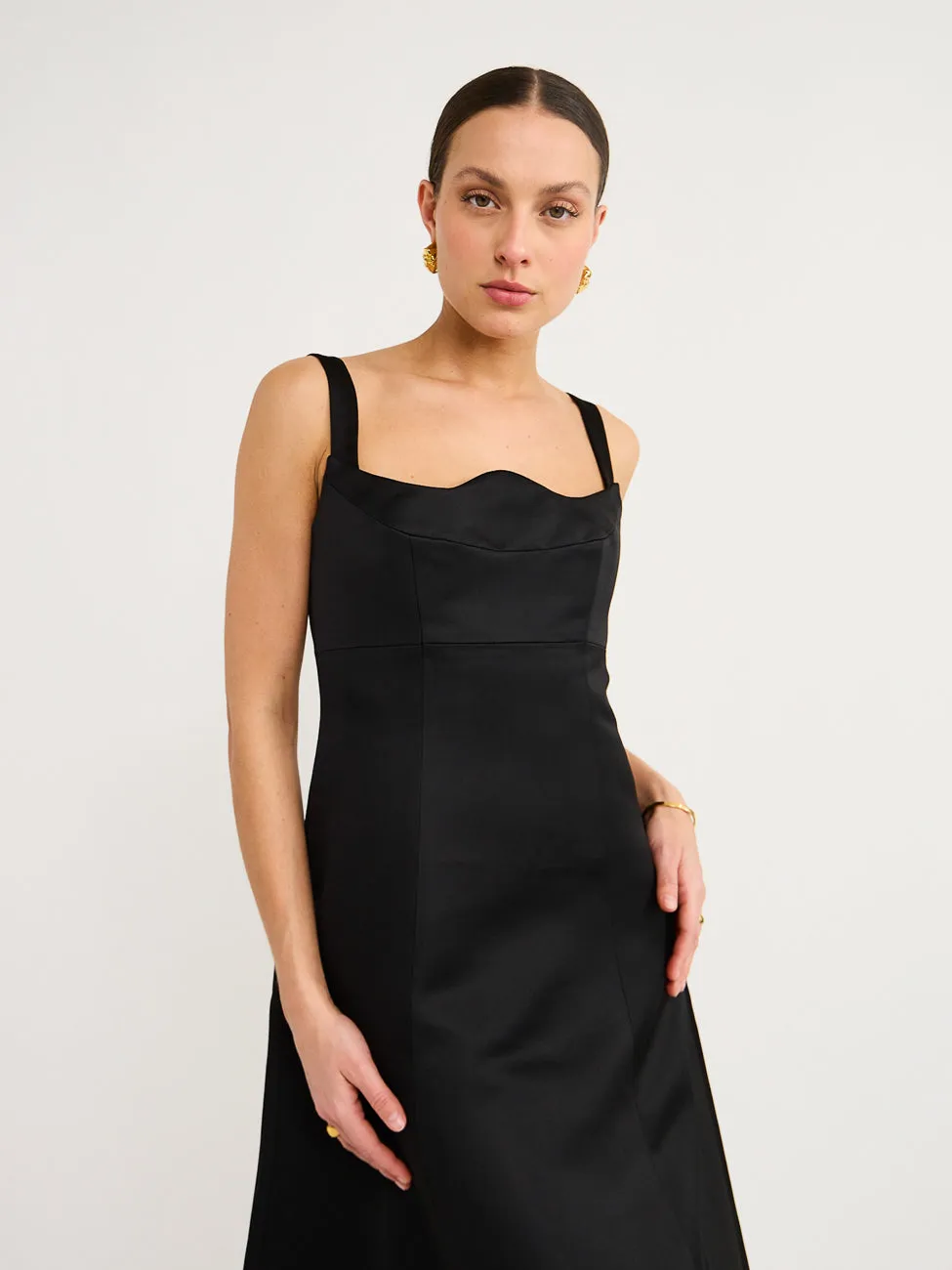 Leo Lin Odette Midi Dress in Ebony