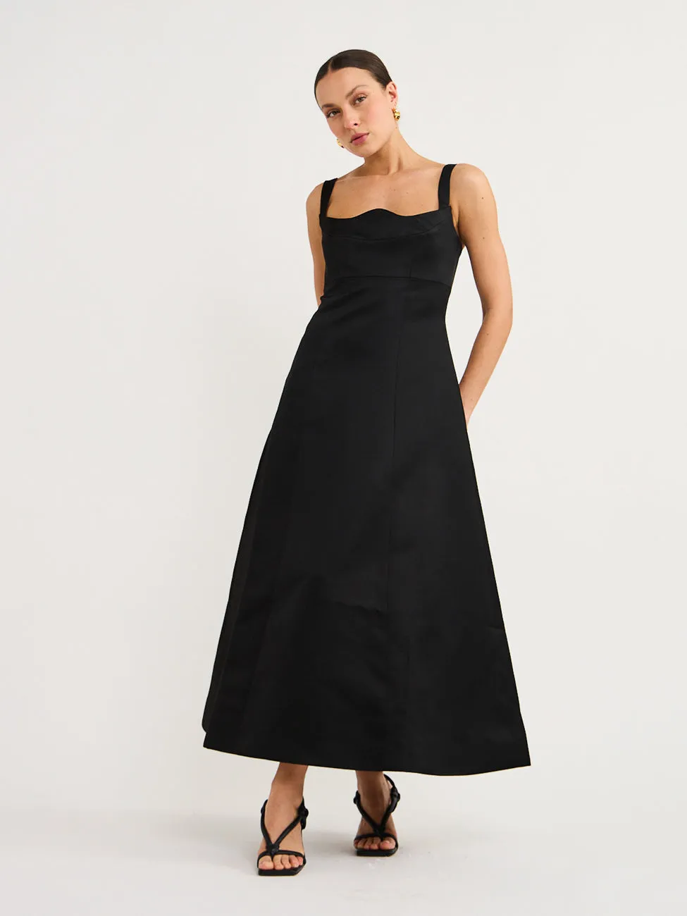 Leo Lin Odette Midi Dress in Ebony