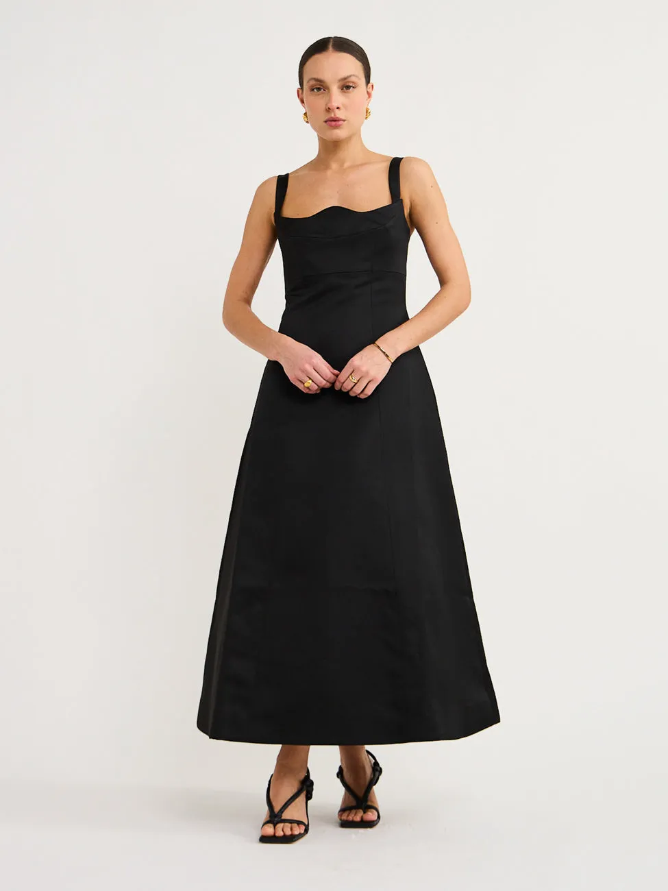 Leo Lin Odette Midi Dress in Ebony