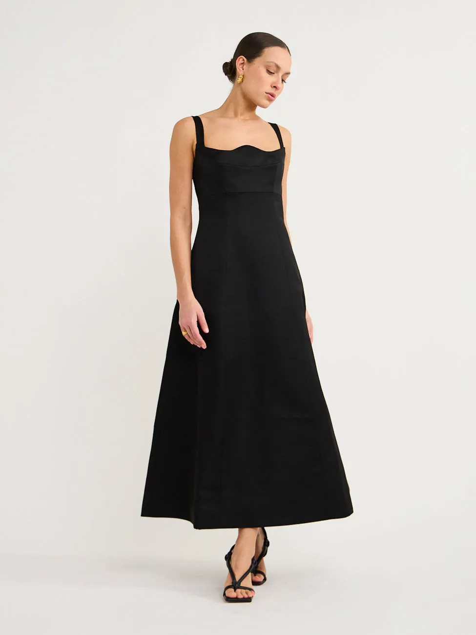 Leo Lin Odette Midi Dress in Ebony