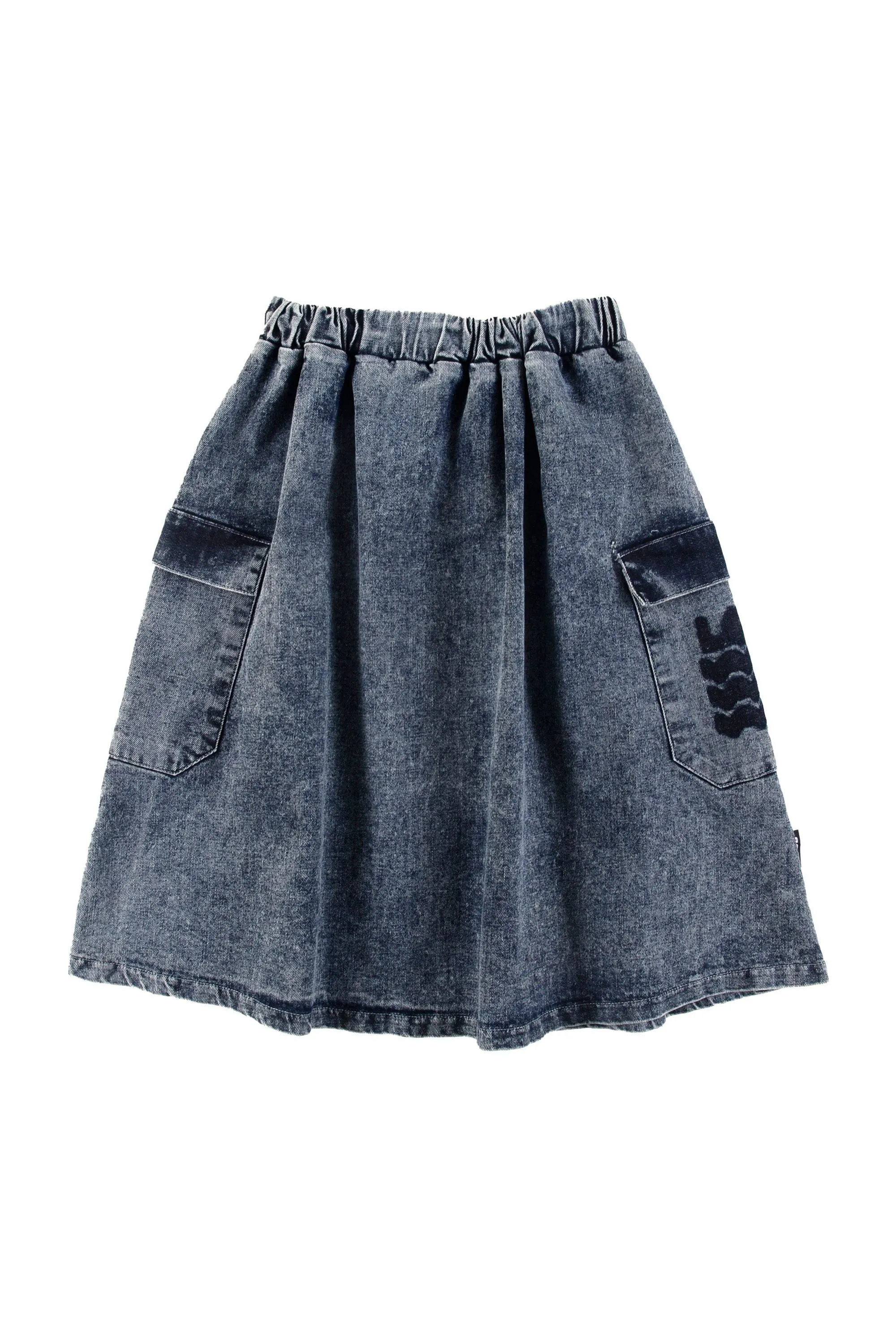 Loud AMICI Midi Skirt with Pockets in Mid Blue Stone wash