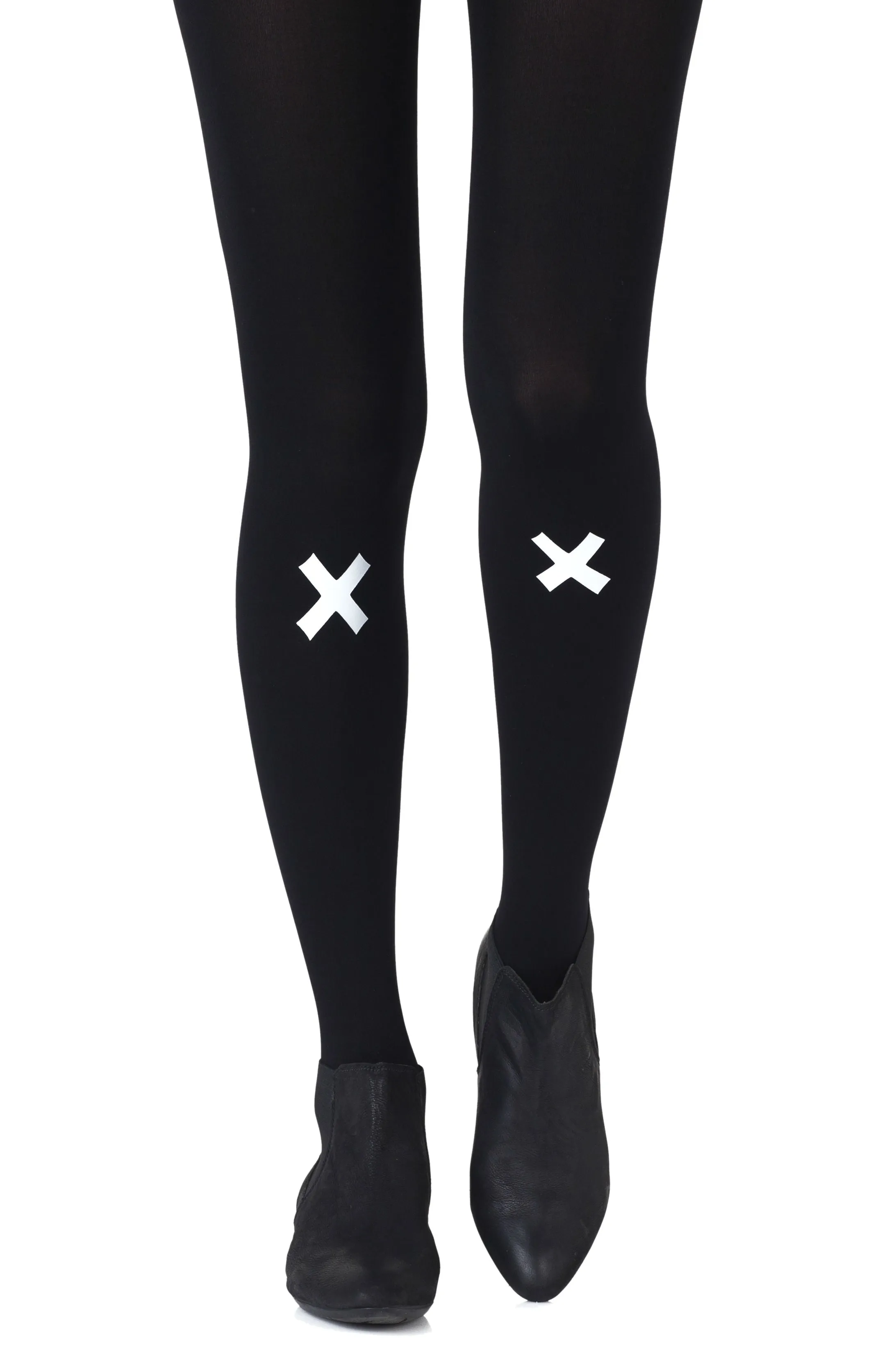 Lovely Opaque Grey X Print 120 Denier Black Tights