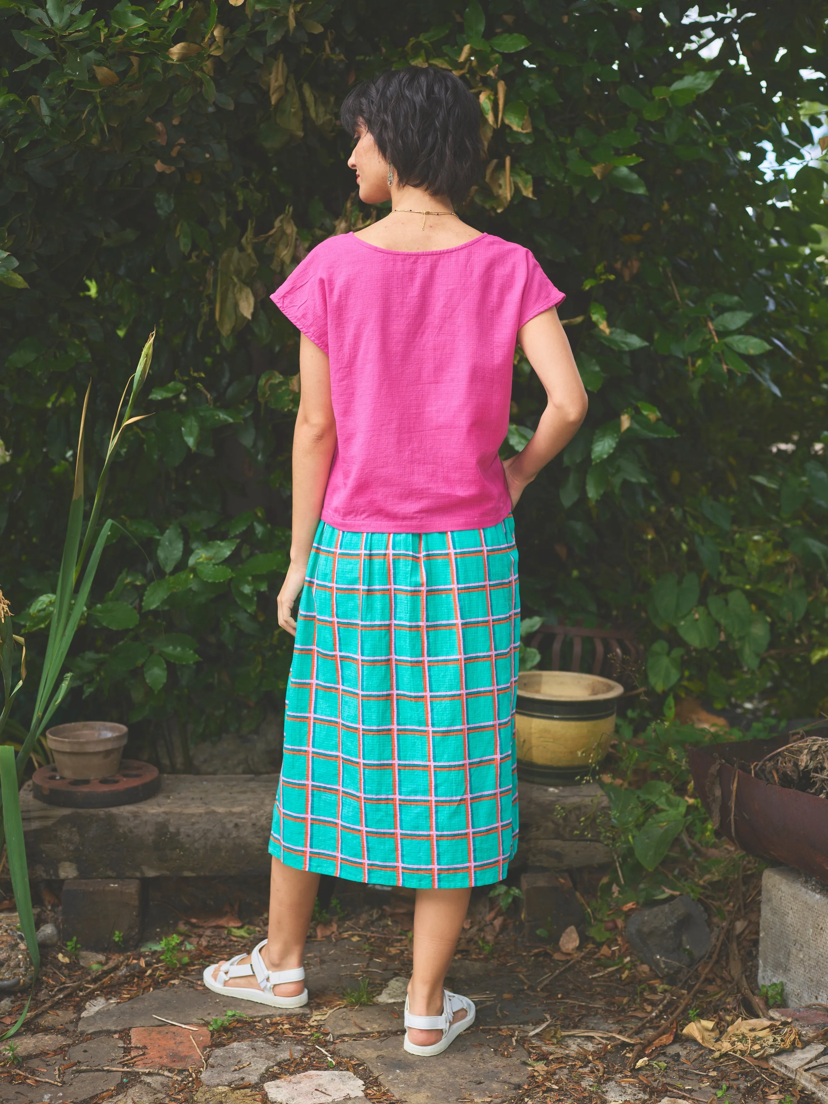 Lowie Aqua Check Skirt