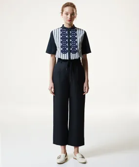 Machka High Waist Trousers With Rope Belt Navy Blue