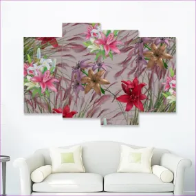 Mauve Gold Floral Four-piece Mural