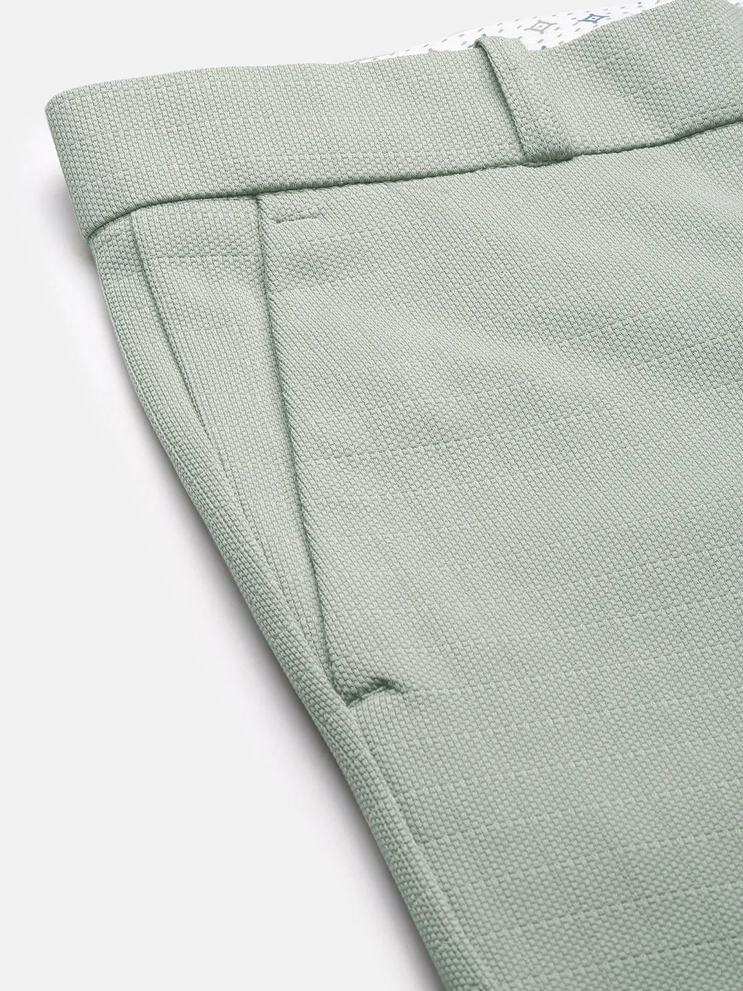 Men Solid Green Formal Trousers