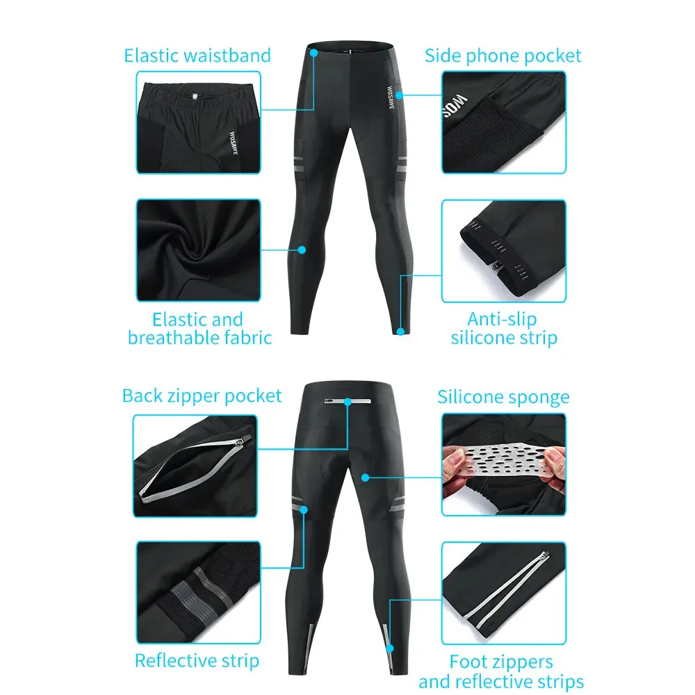 Men's Bike Pants Long 3D Padded Cycling Tights MTB Pants Bicycle Leggings Outdoor Riding Quick Dry Reflective Clothing