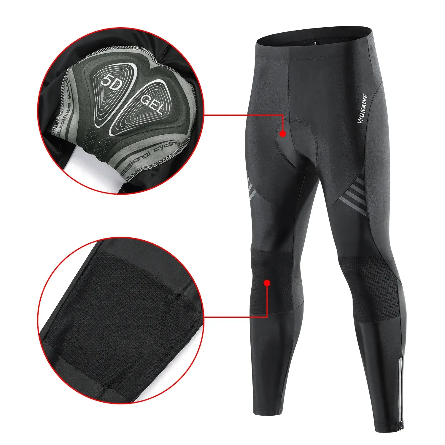 Men's Bike Pants Long 3D Padded Cycling Tights MTB Pants Bicycle Leggings Outdoor Riding Quick Dry Reflective Clothing