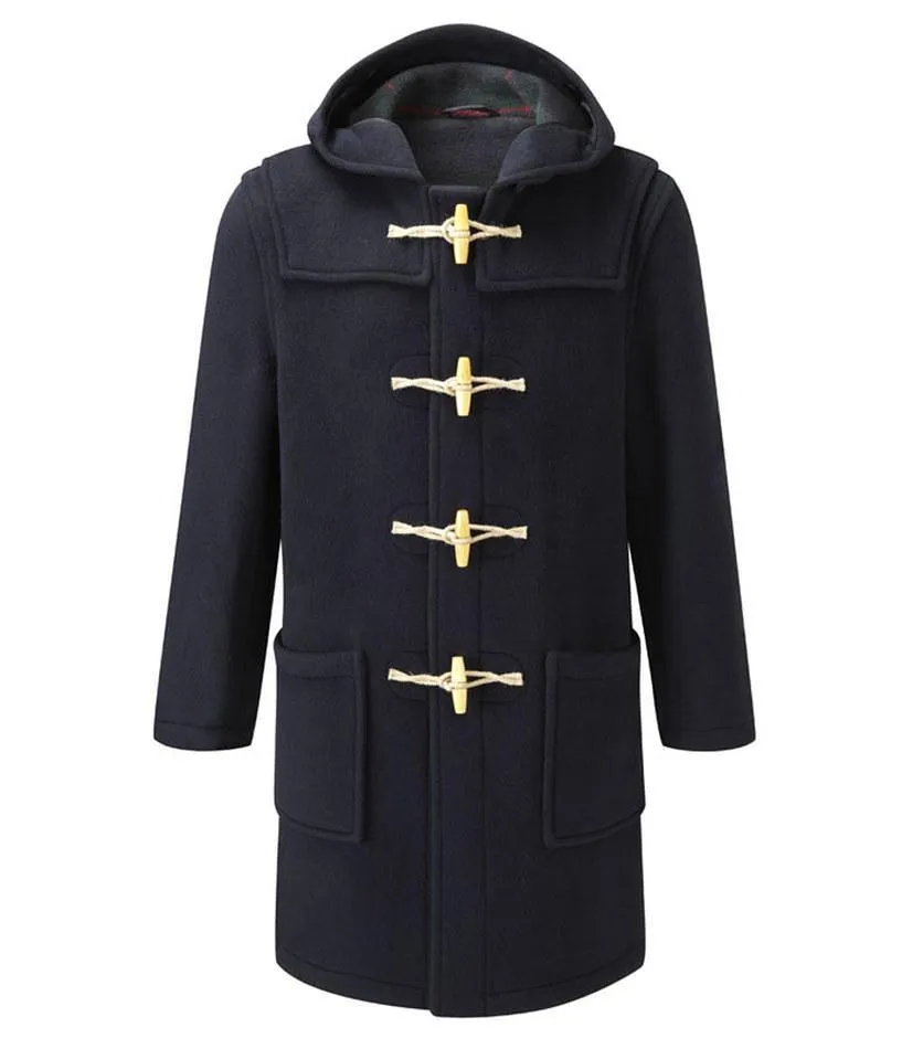 Men's Classic Fit Duffle Coat with Wooden Toggles - Navy