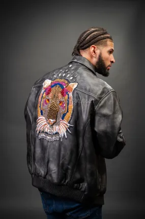 Men's Custom Hand-Work Leather Jacket [Grey]