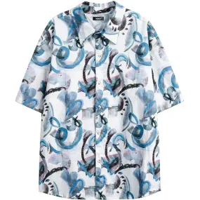 Men's Full Printed Graffiti Printing Shirt