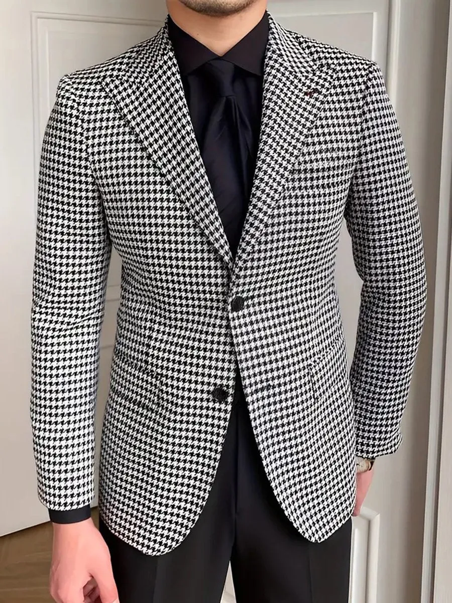 Men's Houndstooth Casual Single-breasted Blazer