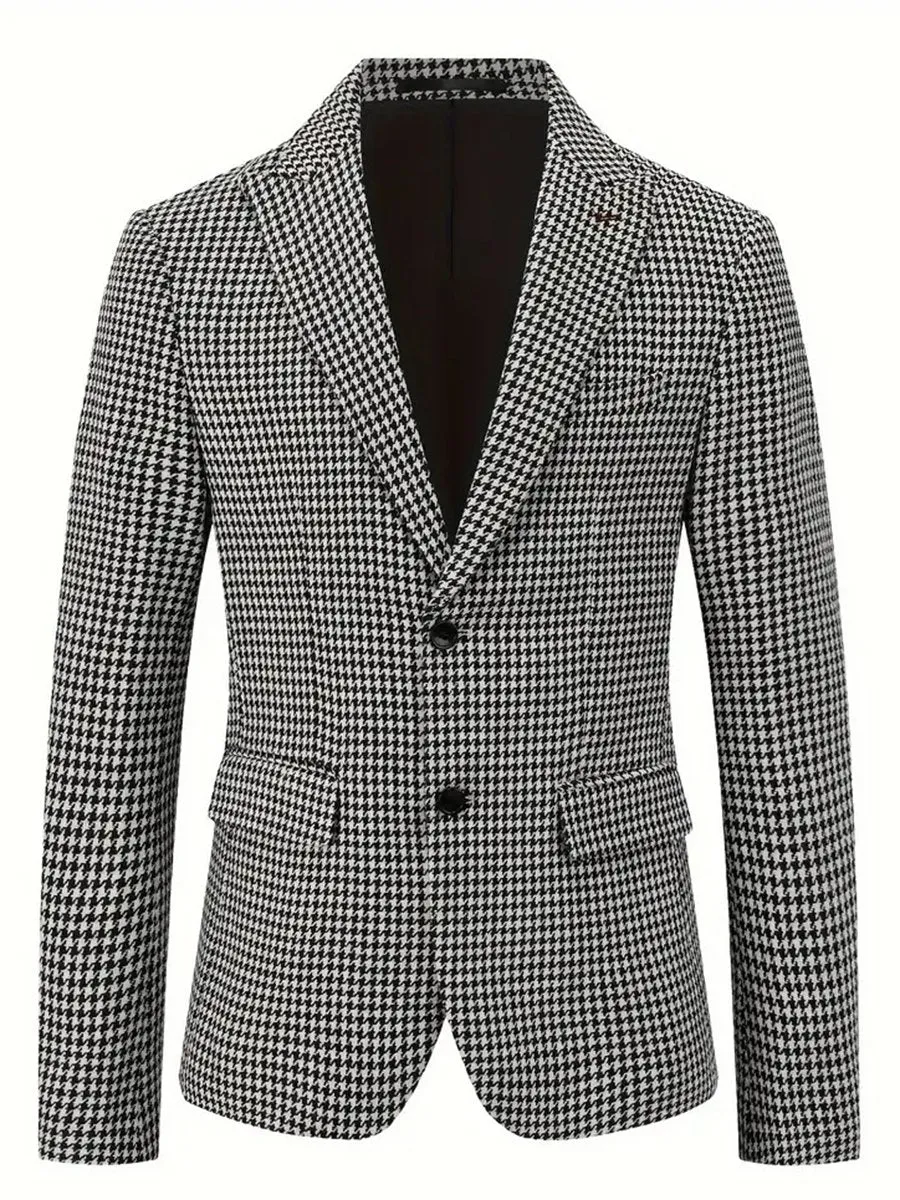 Men's Houndstooth Casual Single-breasted Blazer