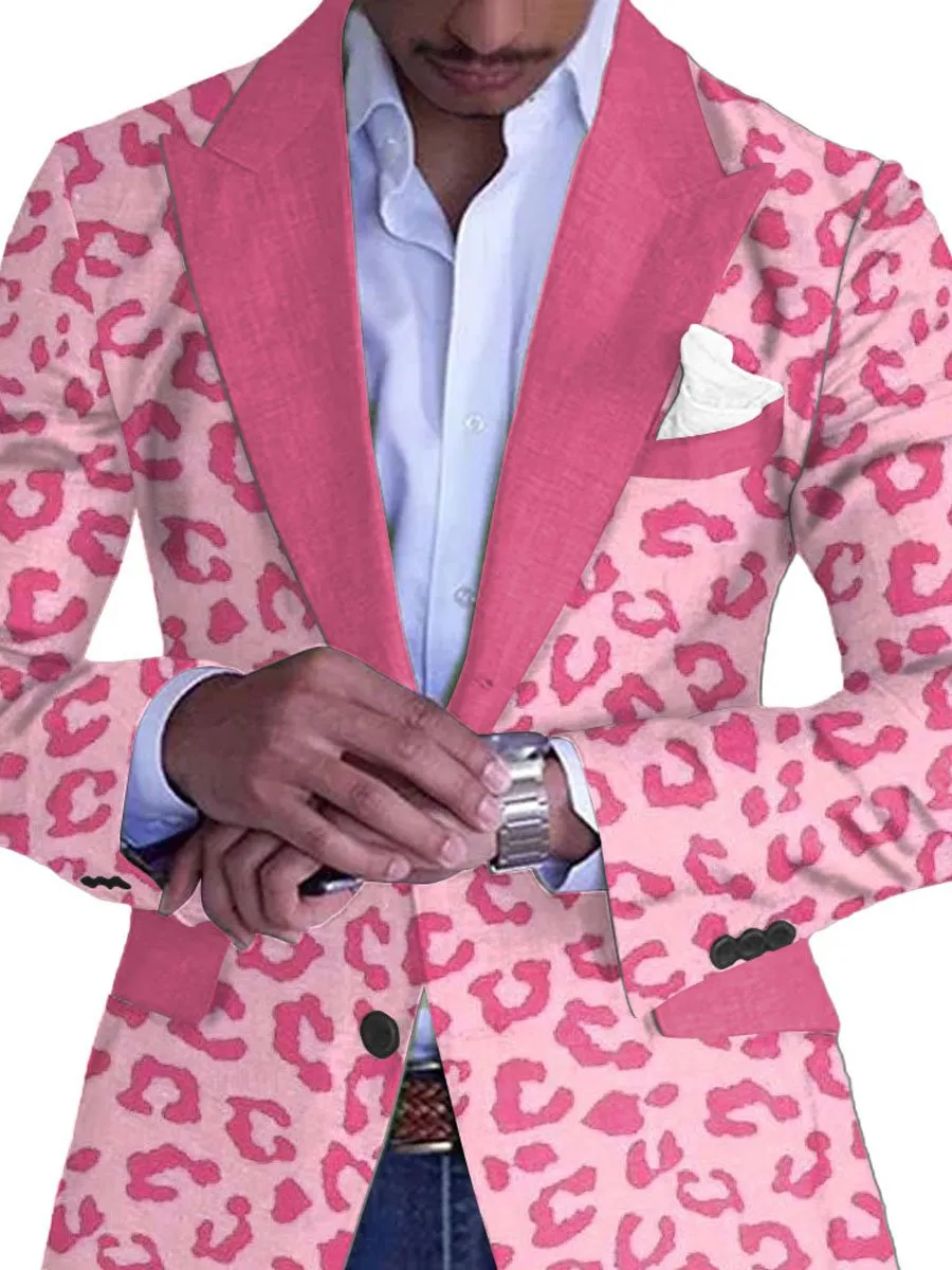 Men's Leopard Print Single-Breasted Casual Blazer