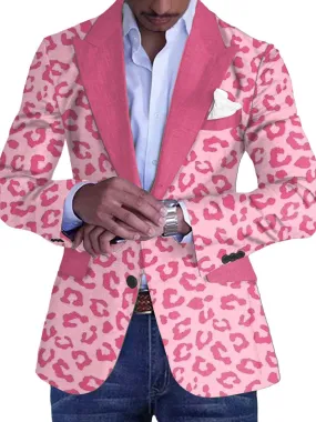 Men's Leopard Print Single-Breasted Casual Blazer