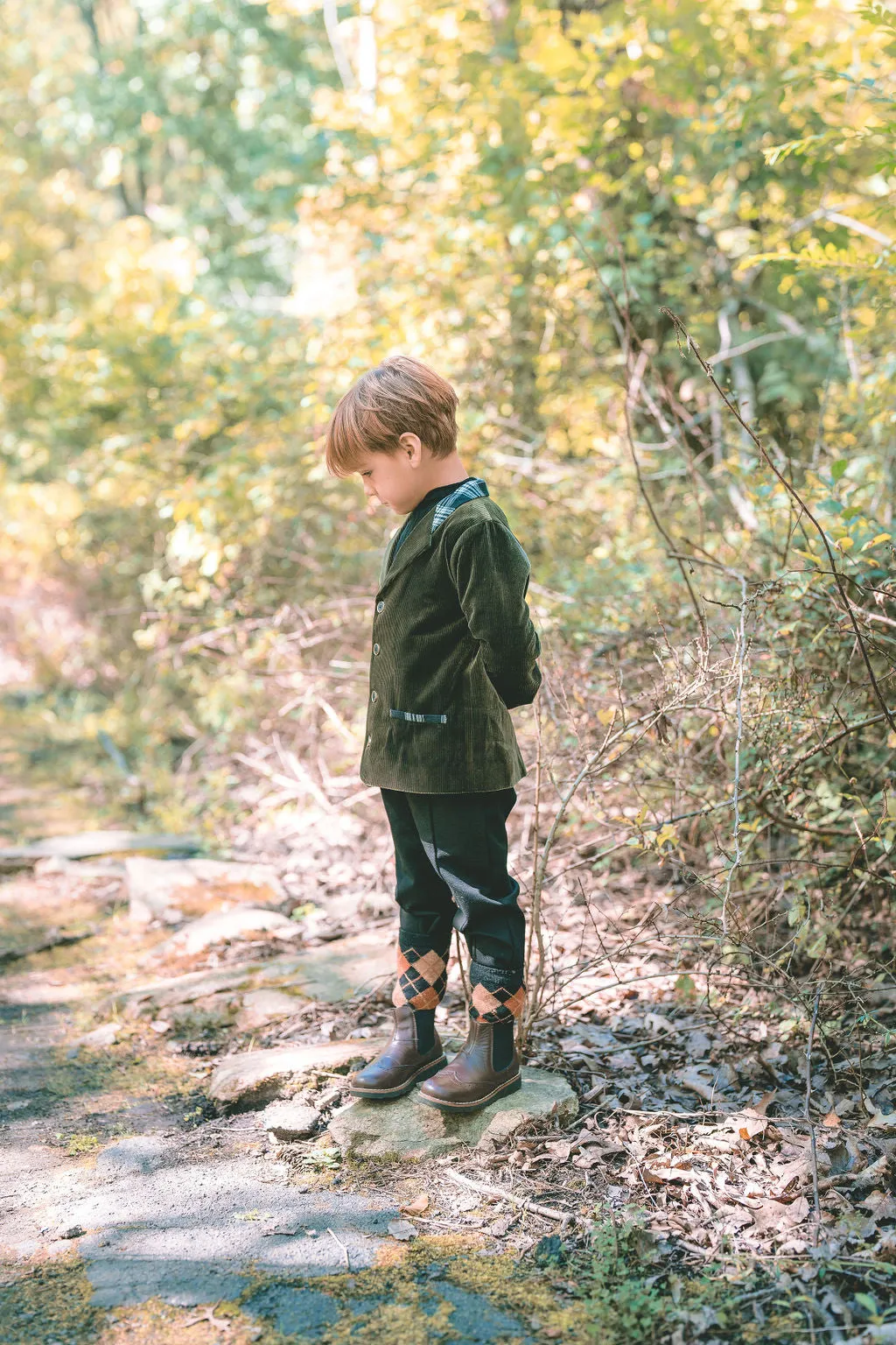 Mini Nod Green Velvet Boys Blazer