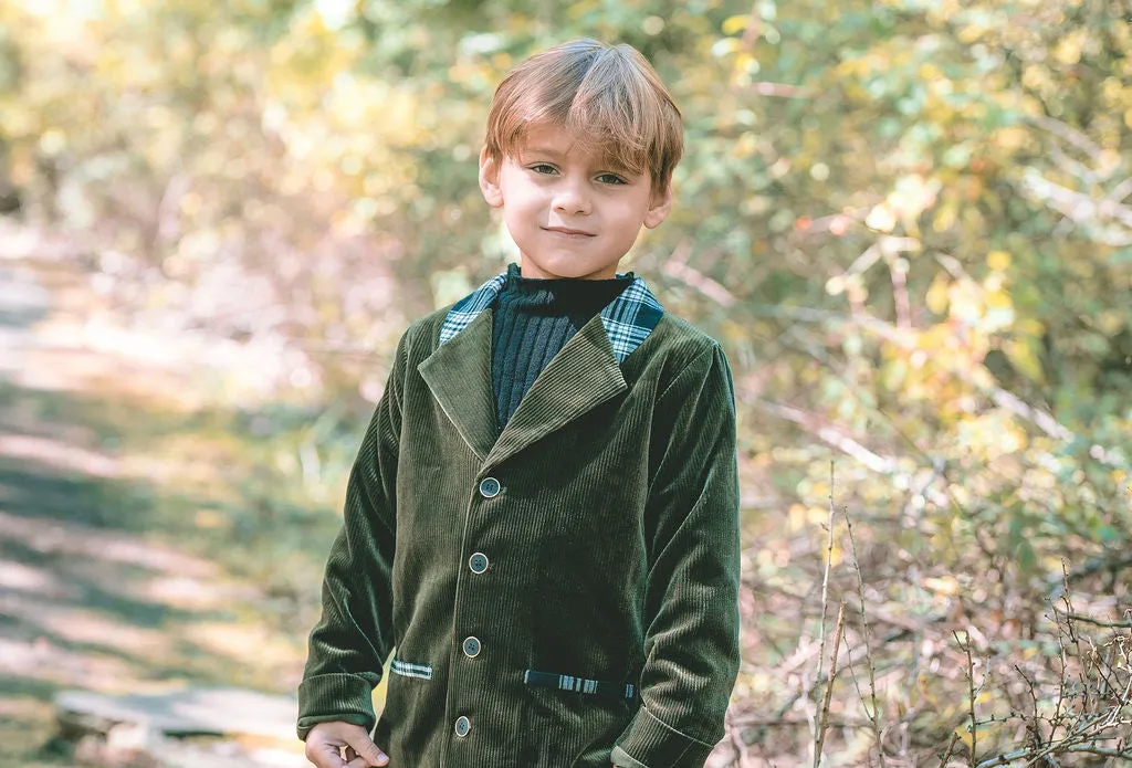 Mini Nod Green Velvet Boys Blazer