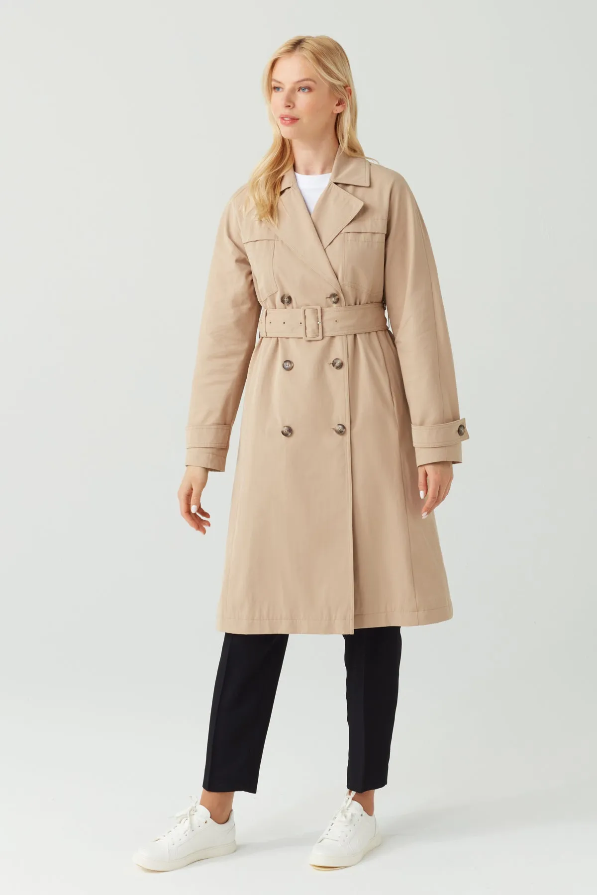 MODERN SOFT TRENCH COAT SAND