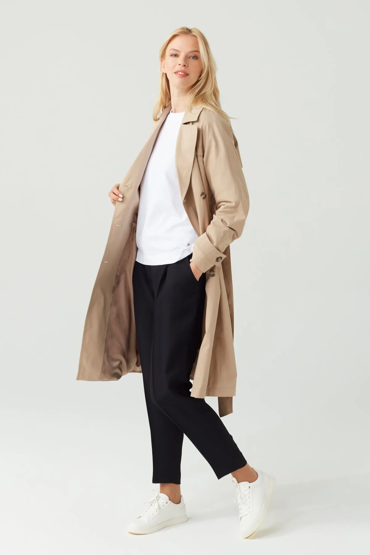 MODERN SOFT TRENCH COAT SAND