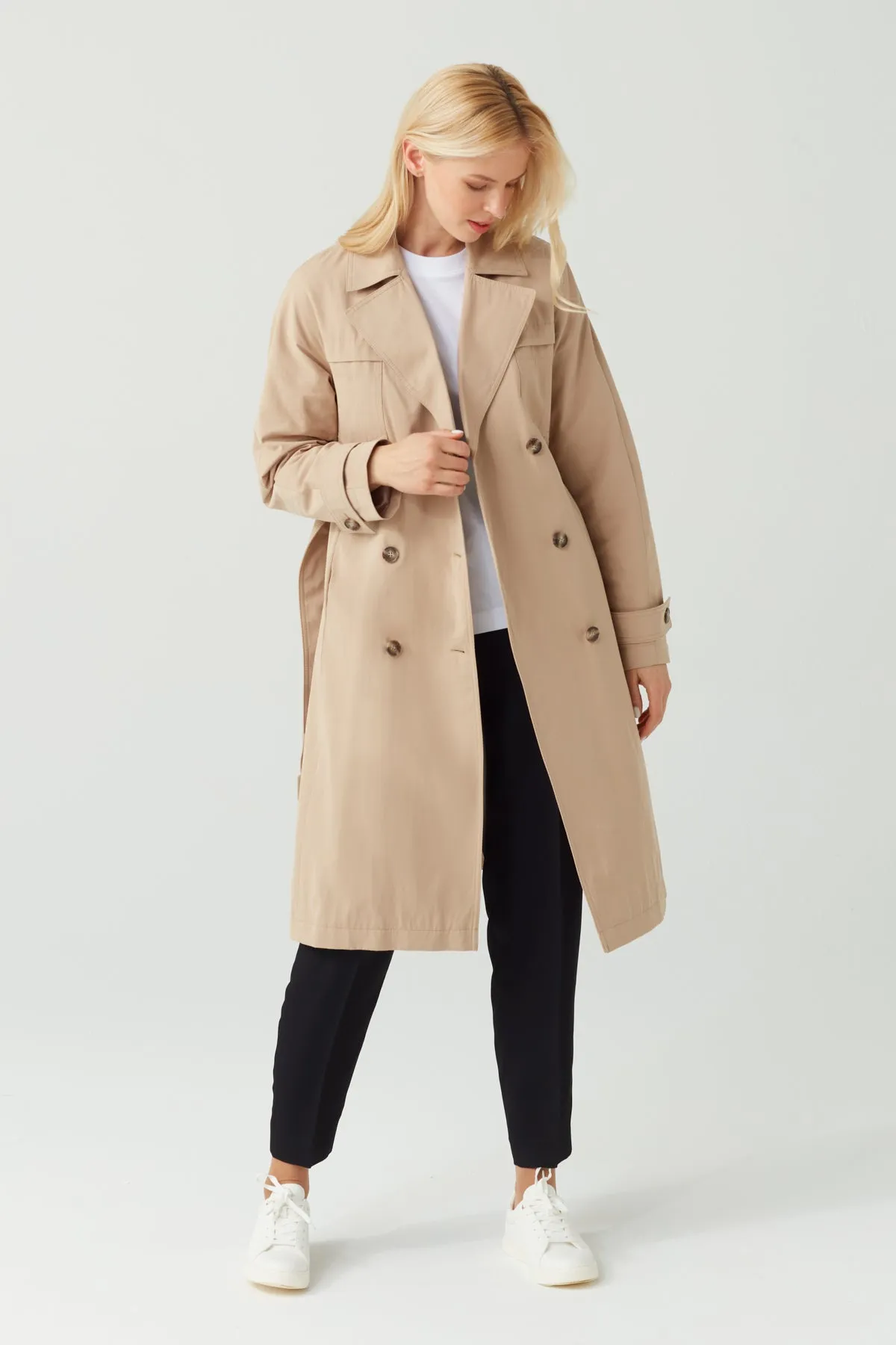 MODERN SOFT TRENCH COAT SAND