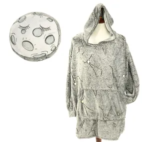 Moon Plushie with Constellations Kids Blanket Hoodie [FINAL SALE]