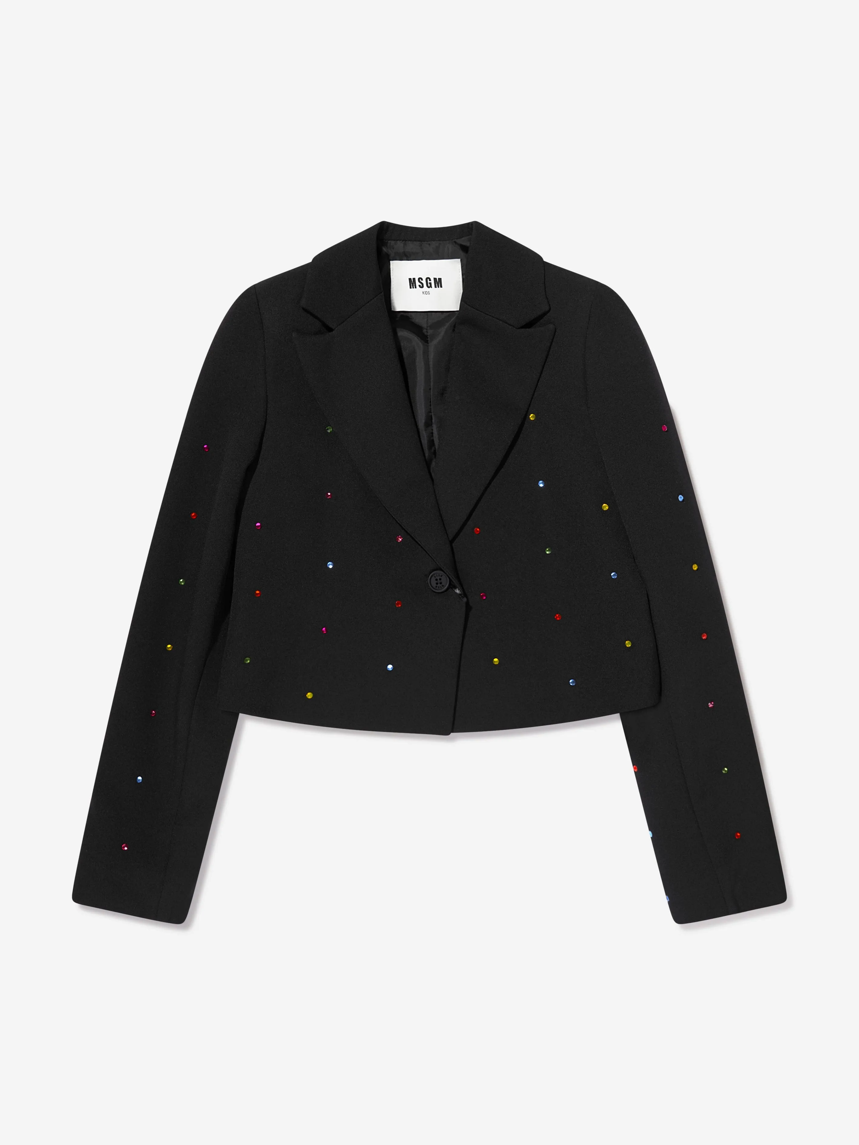 MSGM Girls Cropped Tech Fabric Blazer in Black