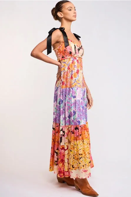 Multi Floral Tie Strap Maxi