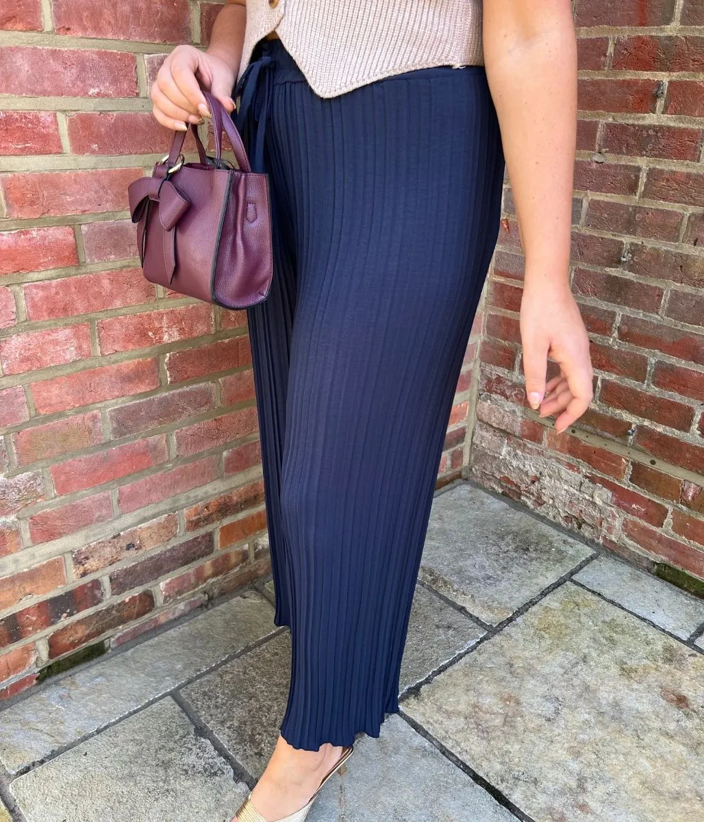 Navy Pleated Trousers