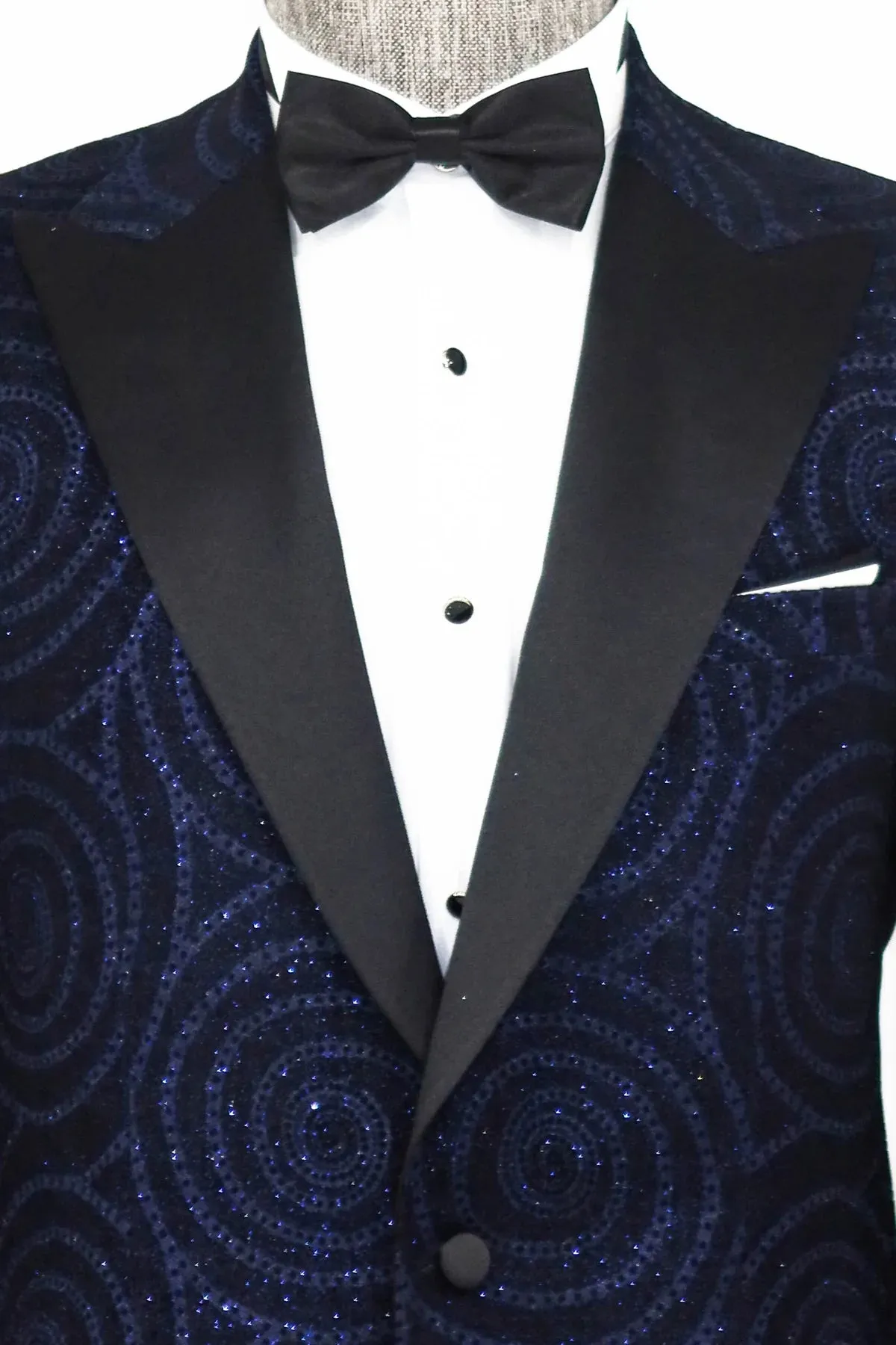 Navy Sparkle Prom Blazer with Hypnose Pattern