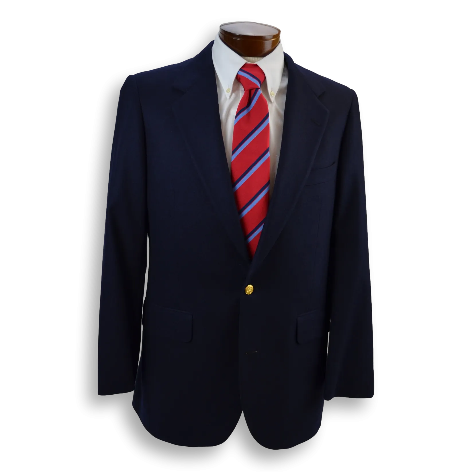 Navy Wool Flannel Side Vent Blazer (44L)