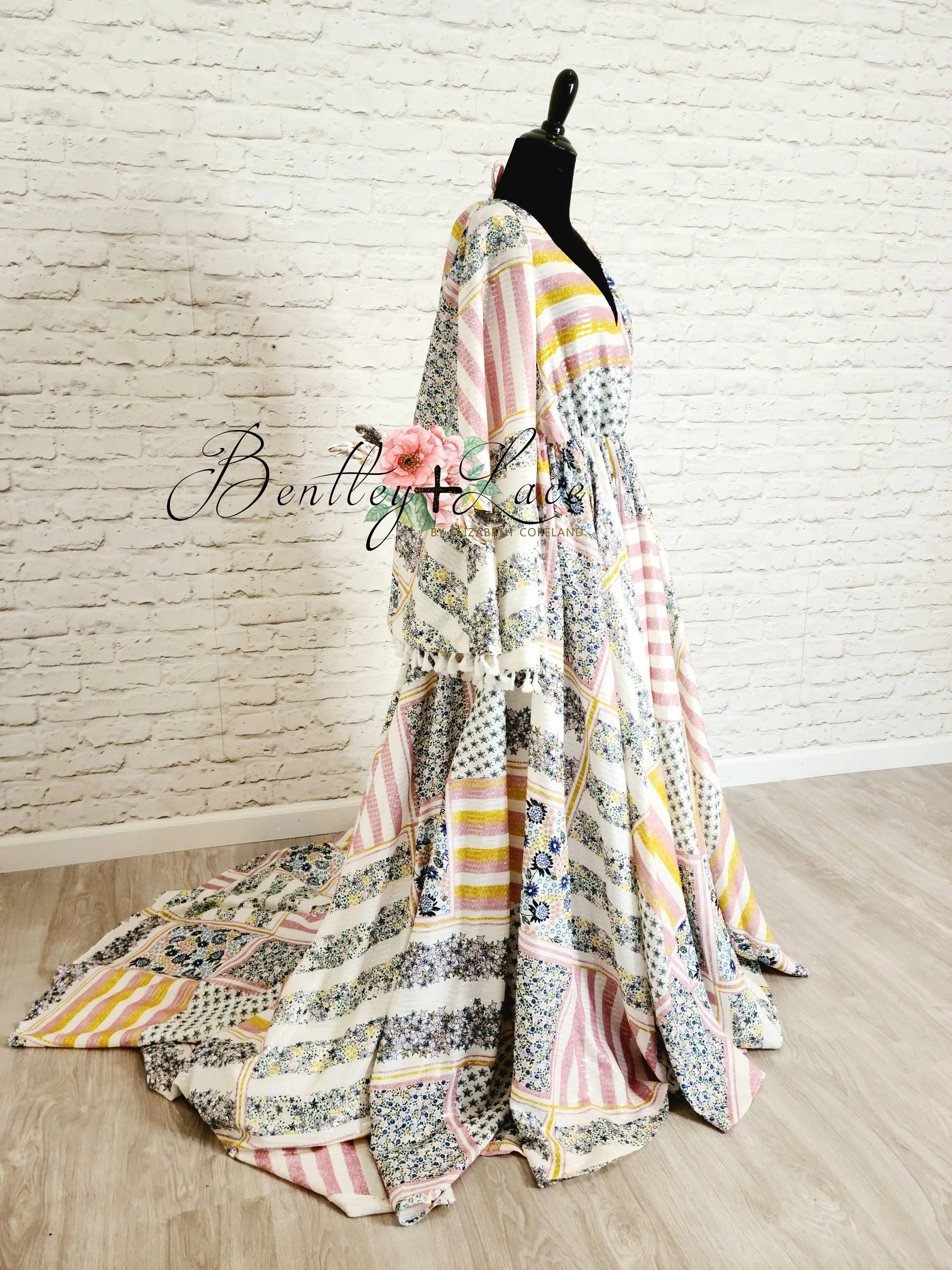 New. No slip "Patchwork Dreaming" - Beautiful boho inspired gown - (TEEN-ADULT) Maternity Friendly.