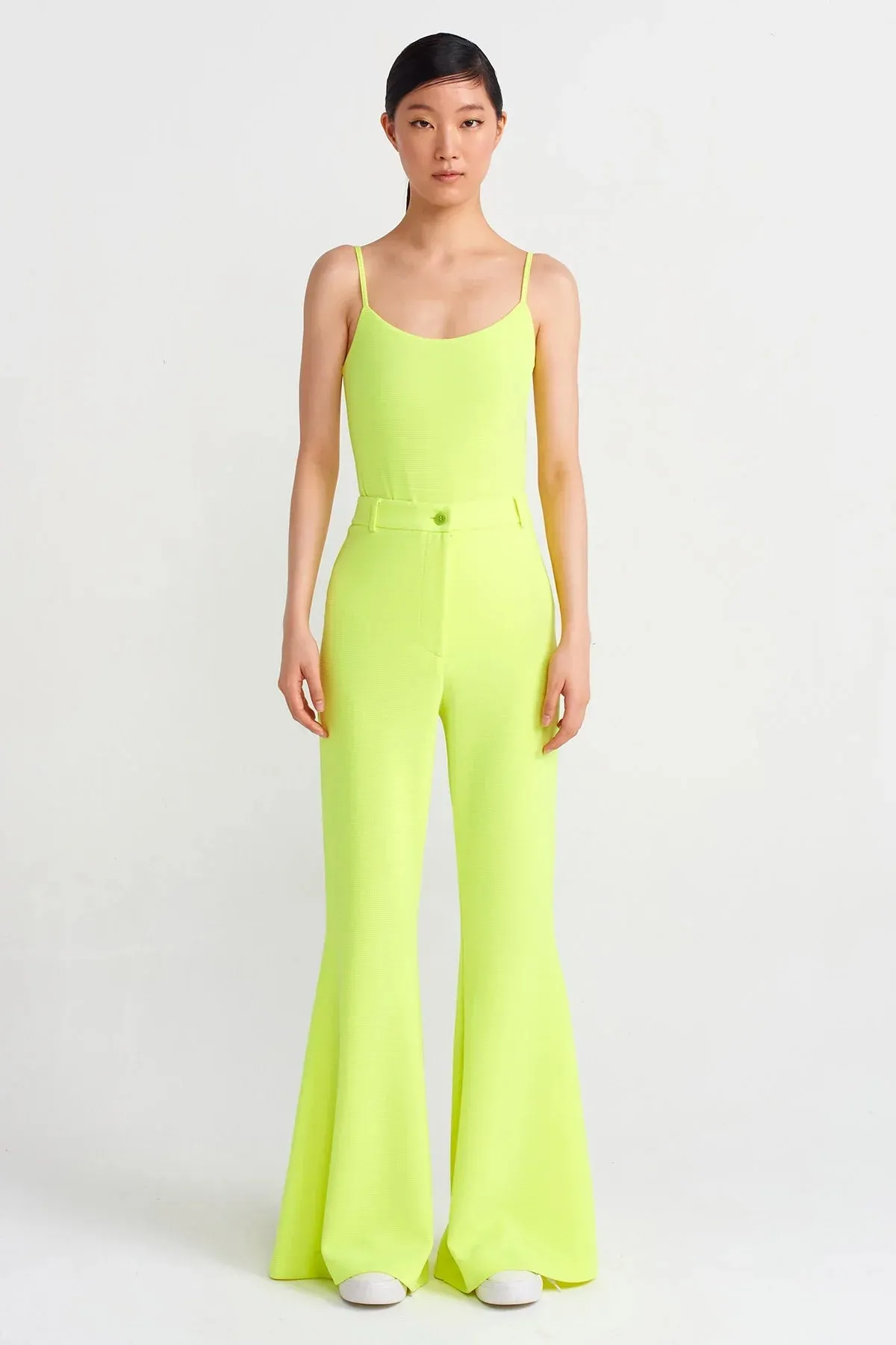 Nu Spanish High Waist Trousers Neon Green